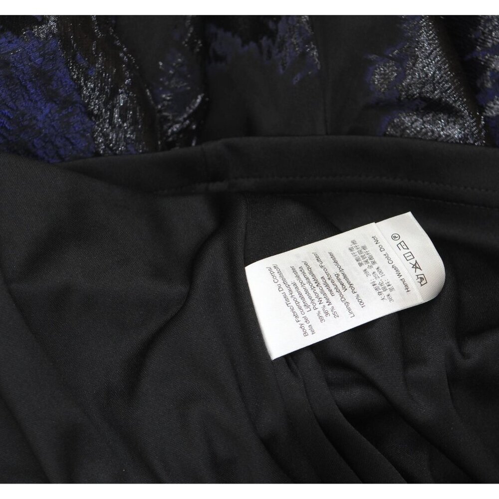 NWT DKNY Womens Metallic Jacquard Scoop-Neck Midi Dress Navy Blue 8 - Picture 11 of 13